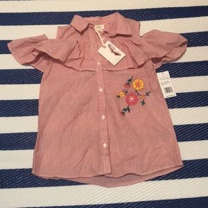 NWT Jessica Simpson Pinstripe Floral Kids Top Sm